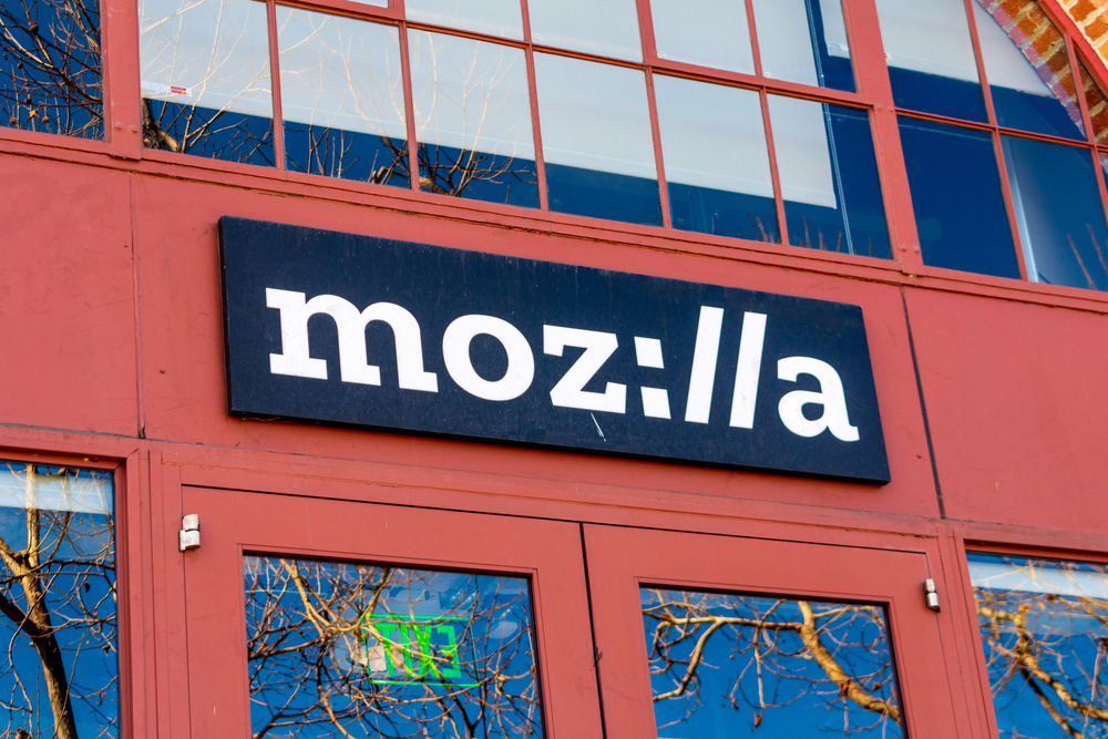 An image of the Mozilla Logo outside their headquarters in America. 