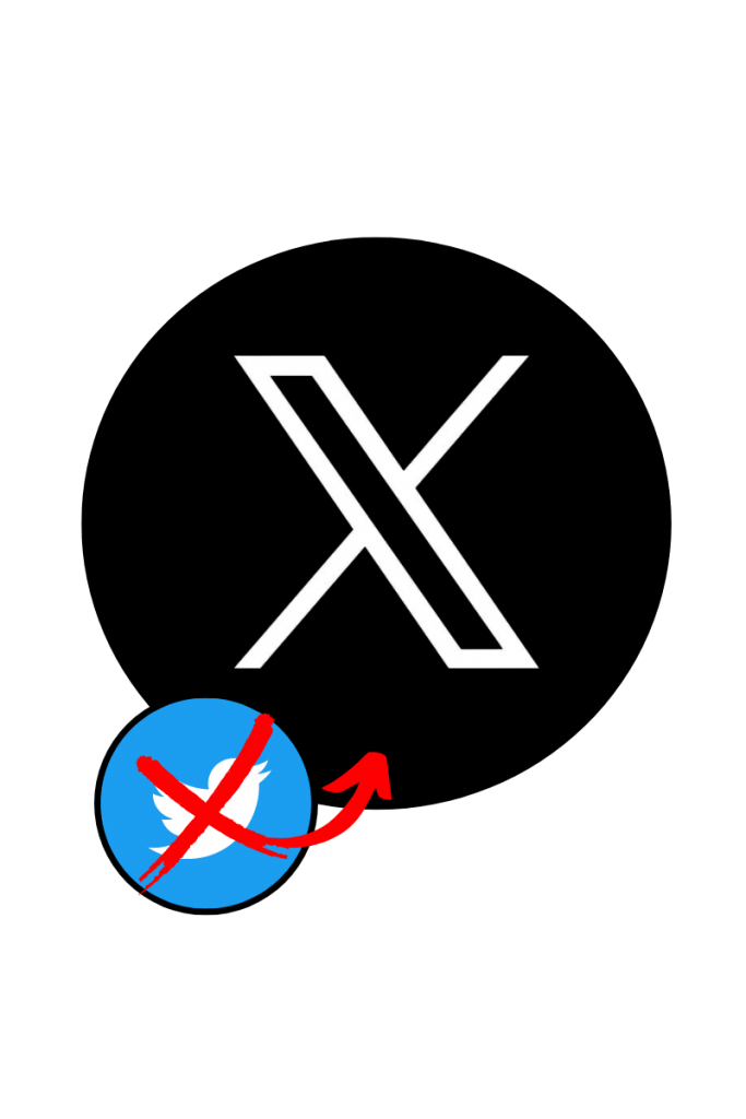 An image of the twitter logo that's crossed out and replaced with the X logo. 